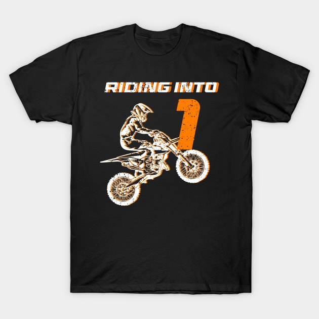 Riding into 1st birthday boy Dirt Bike gift for kids T-Shirt by ttao4164